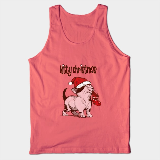 Kitty Christmas Tank Top by Artofokan